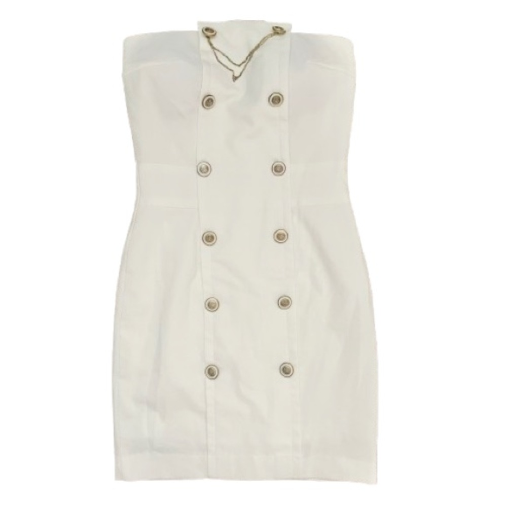 Elegant Off White Strapless Dress